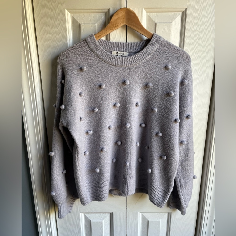 Madewell Womens Light Purple Brockton Bobble Sweater Pullover Pom Pom Size XS